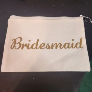 Bridesmaid Makeup Bag To Go Bag Gold Letter And Cream Bag